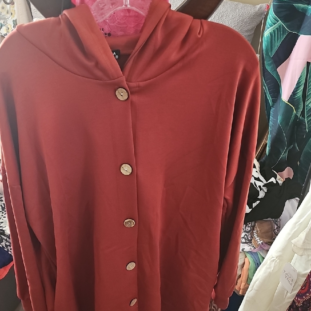 Women's Rust Button-Up Hoodie